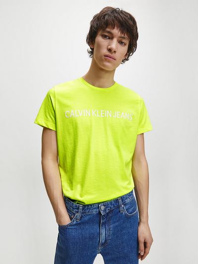 Calvin Klein Ruhák HU227502 | Calvin Klein Slim Organic Cotton Logo Férfi Póló Sárga